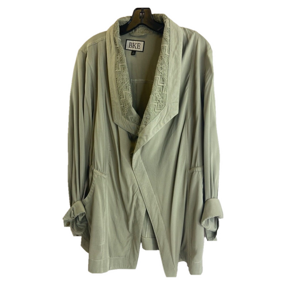 BKE Womens Jacket Blazer Size Large Light Weight Flyaway Green Olive Boho Casual - Picture 2 of 10